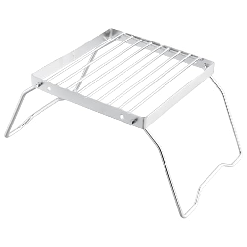 Grille Pliante, Support de Camping Portable Pliable en Acier Inoxydable, Support de Feu de Camp Ultraléger Barbecue Grill pour Camping, Randonnée, Barbecue, Pêche
