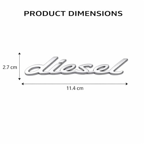 Image of JVCV 3D Metal Diesel Sticker for Car Fuel Tank Chrome Logo Decal Emblem Badge for All Cars and Bikes (Diesel, Silver)