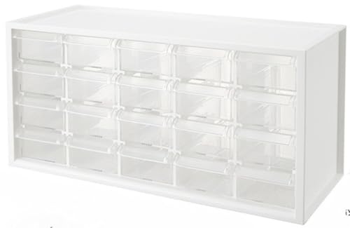 EVREFIN雑貨、宝石、事務用品、収納キャビネット用の引き出し式デスクトップ収納ボックス (20グリッド ホワイト)