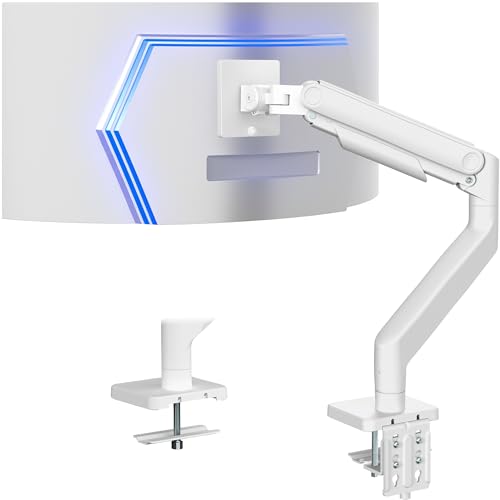 Image of VIVO Heavy Duty Aluminum Ultrawide Monitor Tension Arm for up to 49 inch Screens, Holds 44 lbs, Premium Desk Mount Stand Designed for Samsung Odyssey G9 and More, White, STAND-V101VW