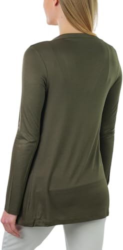 Image of ToBeInStyle Womens Open Front Long Sleeve Lightweight Asymmetrical Draped Cardigan with Side Pockets