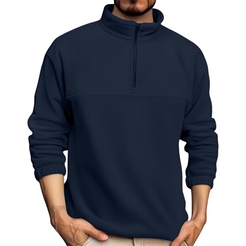 Chemises Henley à demi-fermeture éclair pull homme col montant uni