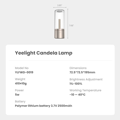 YEELIGHT Portable Small Table Lamp for Indoor/Outdoor Use, 2500mAh Rechargeable Gold LED Desk Light, 2 Dimming Modes, 1800K Adjustable Warm Brightness, Patio, Table Decor, Coffee Shop, Dining, Bar — view 3