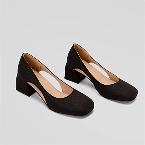 Low Chunky Heels Dress Shoes for Women Closed Square Toe Pumps Comfortable Block Heeled Dressy Casual Wedding Party Evening Prom Office Work Slip on Elegant Shoes Womens Trendy Pumps4