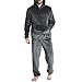Mens 2 Piece Outfits Flannel Lounge Hoodie Pajamas Set Casual Fashion Oversized Sweatsuits Warm Soft Sleepwear Sets Dark Gray