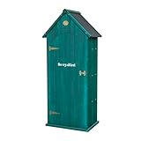 Berry&Bird Small Outdoor Storage Shed, Woodn Garden Storage Caninet Waterproof Vertical Sheds with Floor, Lock & Shelves, Mini Outside Tool Tinyhouse for Patio Backyard Lawn(Green,25.9”x 21.9”x 72.6”)