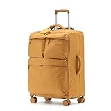 Maleta Ultraligera de Tela para Mujer, Equipaje de Cabina, Bolsa de Viaje, Maleta con Ruedas (Amarilla, 24 Pulgadas)