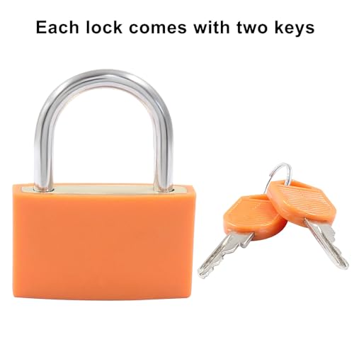 Image of BokWin 2 Pack Keyed Padlock Luggage Locks Orange ABS Plastic Covered Copper Padlock for Jewelry Box Laptop Bag Backpack Gym Locker