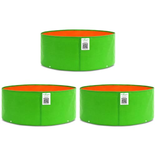 Image of Anandi Green's Premium HDPE Uv Protected 220 GSM Round Shaped Green Colour Plants Grow Bags Suitable for Terrace and Vegetable Gardening (Pack of 3, 24X6 INCH)