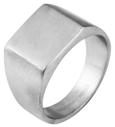 Akzent Wap Unisex-Siegelring Edelstahl Gravur personalisiert silberfarbig Statement Damen Herren oval Geschenk (52 (16.5))