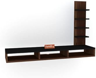 Furnifry Wooden TV Entertainment Unit/Wall Set Top Box Shelf Stand/Tv Cabinet For Wall/Set Top Box Holder For Home/Living Room (Black And Walnut), (10 X 10 X 5Cm)
