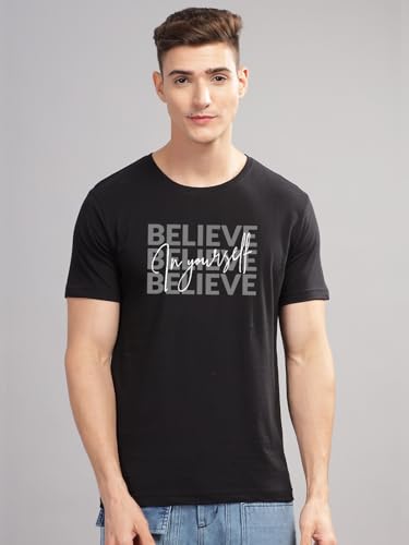 Image of ADRO 100% Cotton Lycra Tshirts for Men Combo Pack of 3 | Regular Fit | Printed T Shirt | Round Neck Half Sleeve| Mens Tshirts
