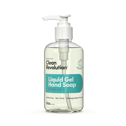 Image of Clean Revolution Liquid Gel Hand Soap with Real Essential Oils - Sulfate-Free Gel Hand Wash, Moisturizing, Non-Toxic Formula, Made in the USA (Spring Air) 8 Fl Oz