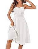 Belle Poque Women's Summer Cocktail Dress Sleeveless Knee Length A Line Swing Dress White Wedding Guest Dress L