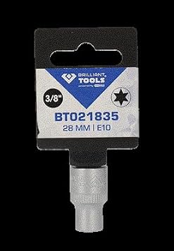 BRILLIANT TOOLS BT021835 3/8 Inch Torx Socket Spanner Insert 28 mm E10 [Powered by KS Tools]