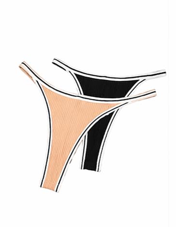 Women Ribbed Thong Panties Pack of 2 | Soft Stretch Cotton Seamless G-String | Comfortable Innerwear for Women-image-47