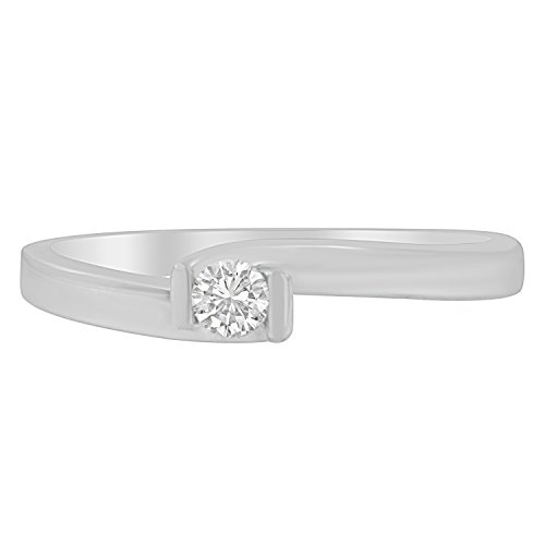 Original Classics 10K White Gold Tension-Set Round-Cut Diamond Ring (0.12 Cttw, H-I Color, I1-I2 Clarity) - Size 6