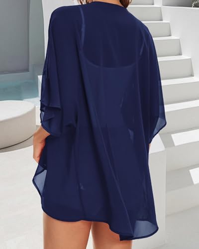 Womens Kimono Beach Cover Up Chiffon Cardigan Floral Tops Loose Capes