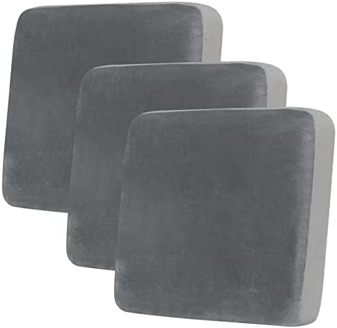 hyha Velvet Stretch Couch Cushion Covers, Replacement Sofa/Chair Cushion Covers, Soft Sofa/Couch Seat Covers, Individual Couch Cushion Covers for Sectional Sofa (3 Packs, Grey)