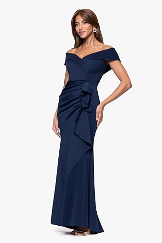 Xscape Women's Long Off Shoulder Sweetheart Neck Side Ruffle Gown (Reg and Petite)2