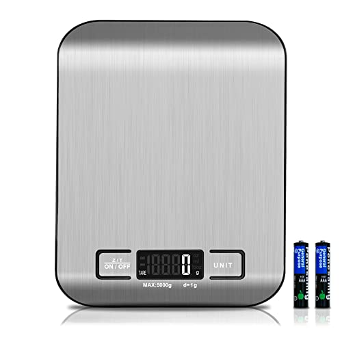 Báscula Digital de Cocina Dedal, Balanza de Precisión para Alimentos en Acero Inoxidable, Peso en Gramos, Onzas y Mililitros, 5kg / 1g Cover