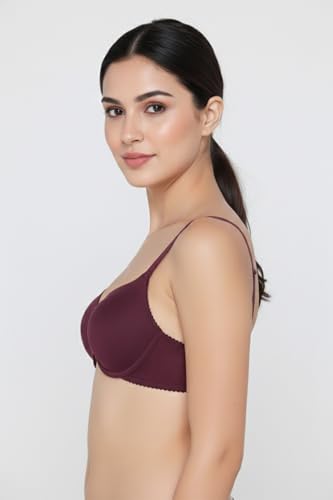 Image of Zivame Padded Plunge Wired Medium Coverage Tshirt Bra-Silver Bullet