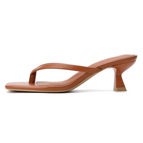 Image of Goderci Kitten Flip Flop Thong Low Heels for Women Square Open Toe Slip On Heeled Sandals