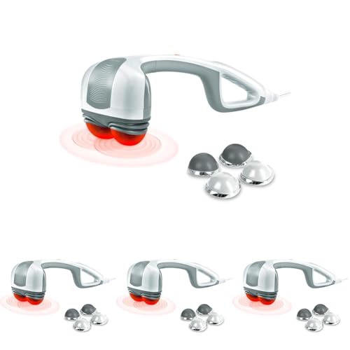 Image of HoMedics Back Massager - Heated Automatic Percussion Back,Body and Neck Massager with Dual Pivoting Heads,Interchangeable Nodes,for Shoulders,Legs and Feet,White,(Pack of 4)