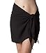 Short Black Swimsuit Sarong Cover Up with Easy Built in Ties One Size