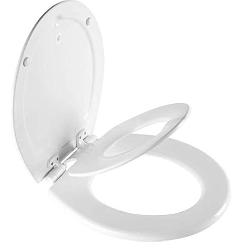 Mayfair NextStep2 Toilet Seat with Built-In Potty Training Seat, Slow-Close, Easy Clean, Removable that will Never Loosen, ROUND, White Cover