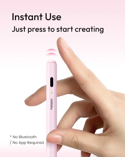 Image of Metapen Pencil Air8 for iPad 2018-2026, 10 Min Faster Charge, Palm Rejection Stylus Pen for iPad a16 /11 /10 /9 /8 /7 /6th Gen, Pro 12.9 /11 /13-inch M4 /M5, Air 3 /4 /5 /M2 /M3 /M4, Mini 5 /6th, Pink
