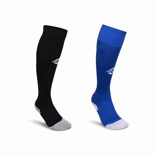 Image of Nivia Ashtang 2.0 Football Stockings, Pack Of 3 (Black, Orange, Blue), Large