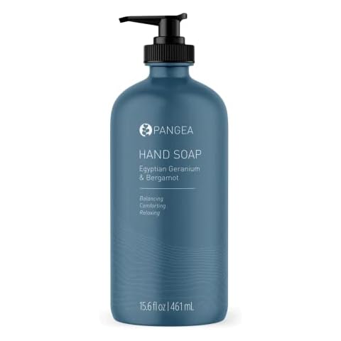 Pangea Organics - Natural Egyptian Geranium + Bergamot Hydrating Hand Soap | Vegan, Non-Toxic, Sustainable Clean Beauty (Glass Bottle + Pump, 15.6 oz | 461 ml) Cover