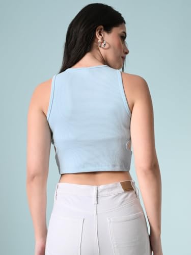 Image of Women's Cotton Ribbed Crop Top | Sleeveless Slim Fit Tank | Summer Wear