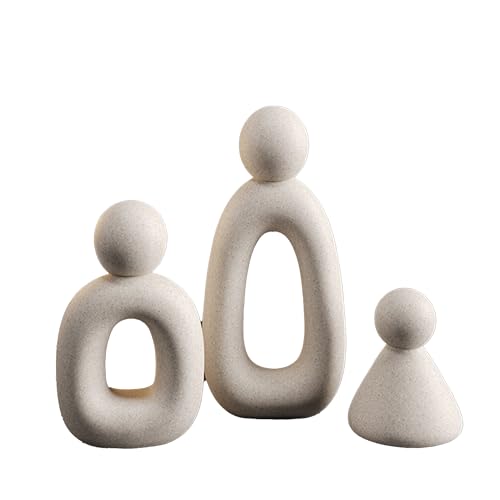 suruim Famille abstraite de 3 figurines pour meuble TV, sculpture moderne, tricots pour la maison, le bureau, la chambre, cadeaux romantiques pour anniversaire...