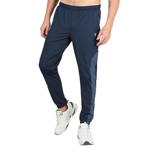 Image of TECHNOSPORT Men's Colorblock Slim Fit Sports Joggers TECHNOLITE Lightweight Active Track Pants Quick Dry Stretch Gym Running Training Fitness Activewear