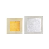 Edible 24K Gold Leaf Sheets, 10 Sheets 1.7' x 1.7' Gold Foil Sheet and 10 Sheets 2.36' x 2.36' Pure Silver Leaf Sheets for Skincare, Food, Bakery, Cake, Gilding, Crafts Decoration