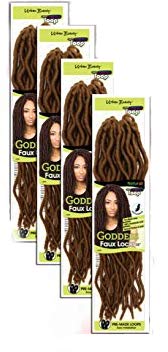 4 Packs of Urban Beauty NaturAll Goddess Faux Locks 18" Long Crochet Hair (MT1B/BG)
