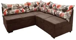 Sofá De Canto 5 Lugares Renaut Suede Marrom/Palmeira