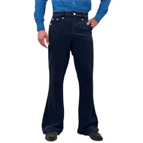 Mens Vintage Flared Jeans Spring High Waist Baggy Denim Pants Wide Leg Casual Office Trousers