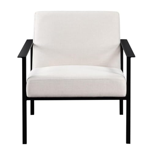 Sillón Moderno Crema con Estructura de Metal miniatura 5