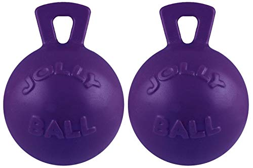 Jolly Pets 2 Pack of Tug-n-Toss Heavy Duty Chew Ball with Handle, Purple, 6-Inch