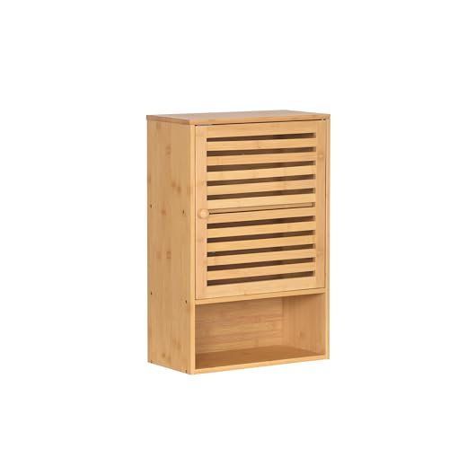 AD.CON Wandschrank aus Bambus fürs Badezimmer Hängeschrank mit Tür...