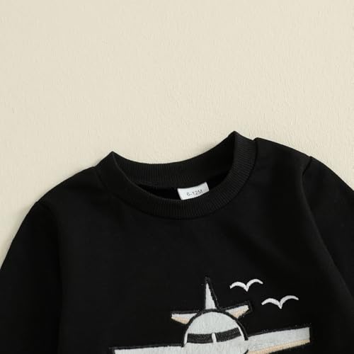 Toddler Infant Baby Boy Fall Outfit Airplane Pilot Long Sleeve Sweatshirt Tops Pants Set 2Pcs Planet Clothes Set4