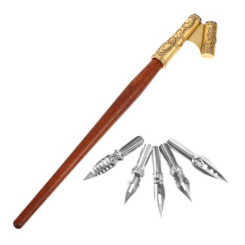 AUTSUPPL 欧式ヴィンテージ実木ディップペン ステンレス製ペン先付き 書道 カリグラフィー用 筆記 署名 描画に