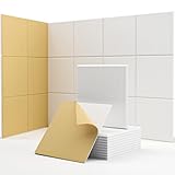 Square Acoustic Wall Panels, Sound Absorbing Panels for Walls, Ceiling, Doors, 18 Pack 12'x12'x0.4' Self Adhesive Decorative White Acoustic Tiles for Recording Studio, Office, Room, Home