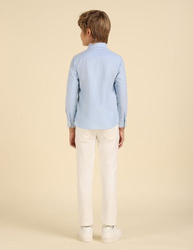 Image of U.S. Polo ASSN. Solid Cotton Shirt for Boys - Spread Collar, Long Sleeves, Regular Fit Shirt for Kids