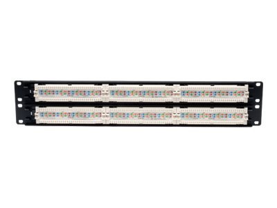 പിൻഭാഗം view of Tripp Lite N052-048 patch panel showing 110-type termination blocks