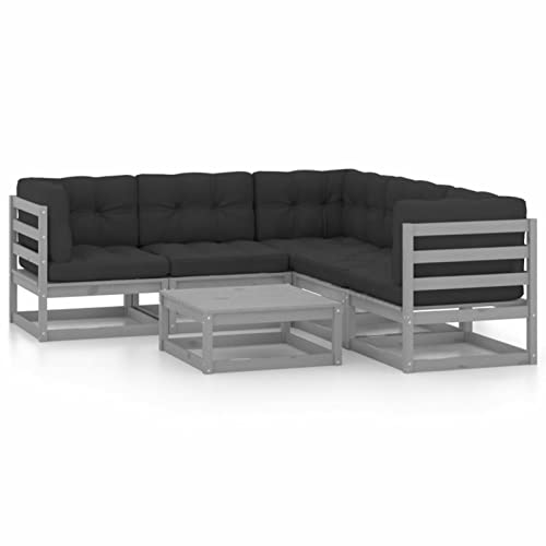 Chusui 6-TLG. Garten-Lounge-Set mit Kissen, Lounge Gartenmöbel Set, Terassenmöbel Wetterfest, Balkon Möbel, Garten Loungemöbel Set, Garten Sitzgruppe, Kiefer Massivholz