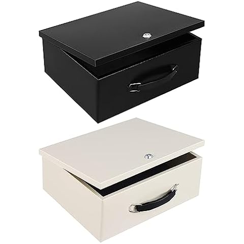 Dalmbox Portable Fire Safe Box with Key Lock,13.2”x 11”x 5.1'', Fire Resistant Metal Storage Box,Lock Box for Documents,Safety Deposit Box for Home, Outside, Car, X Large, Black and White Cover